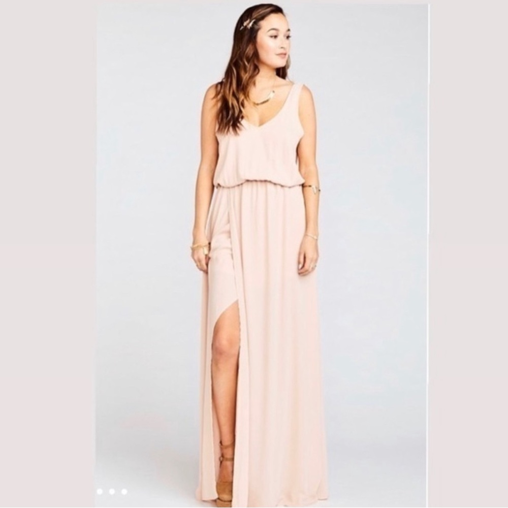 Show Me Your MuMu Kendall Maxi dress dusty blush crisp
